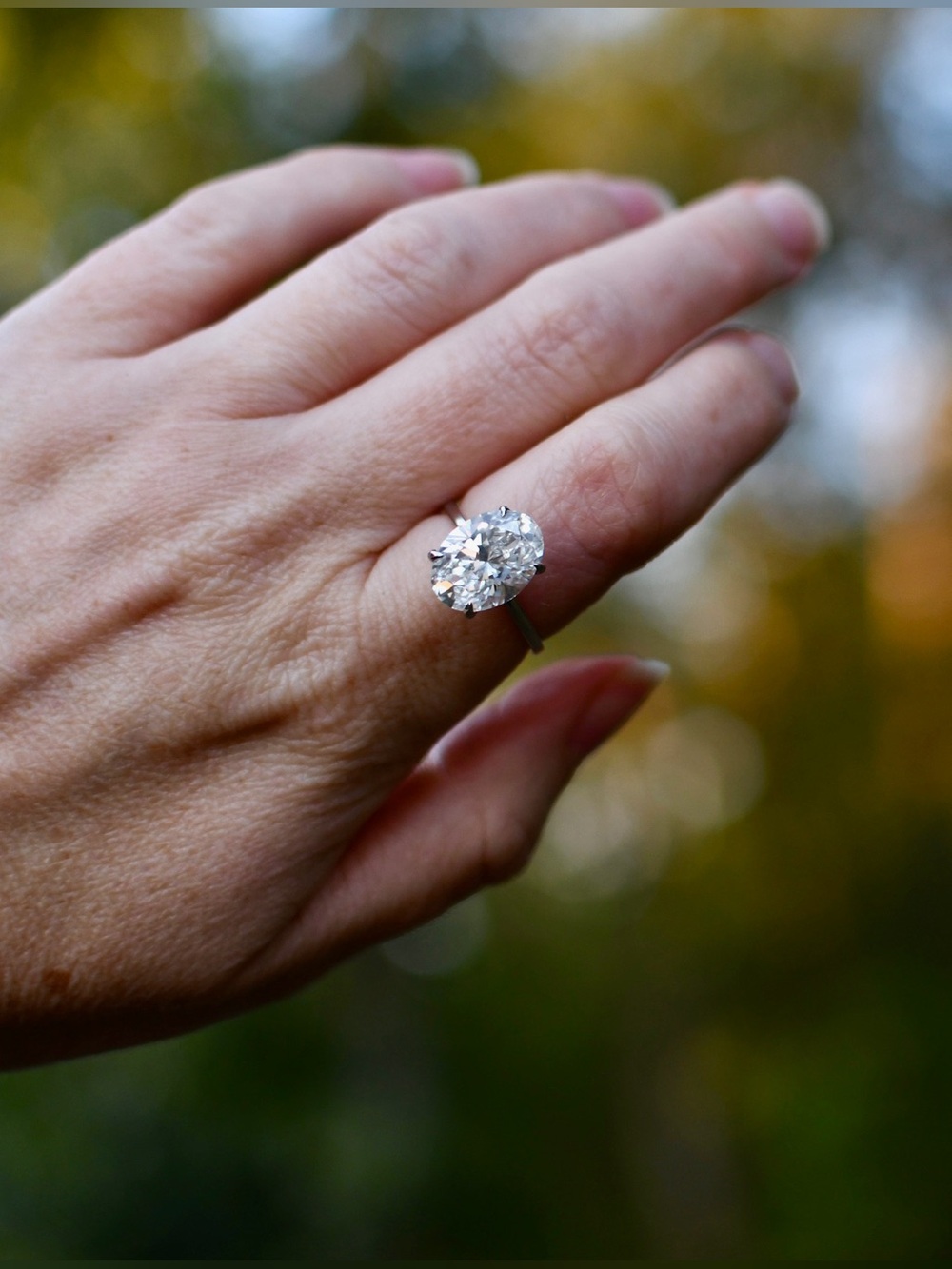 4.09 CT Lab Grown Oval Diamond Solitaire in 14K White Gold with IGI Report